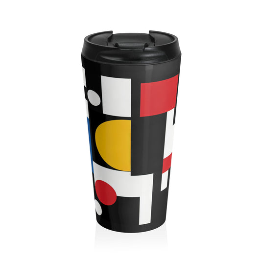 "Suprematic Harmony: Exploring Geometric Composition with Bold Colors" - The Alien Stainless Steel Travel Mug Suprematism