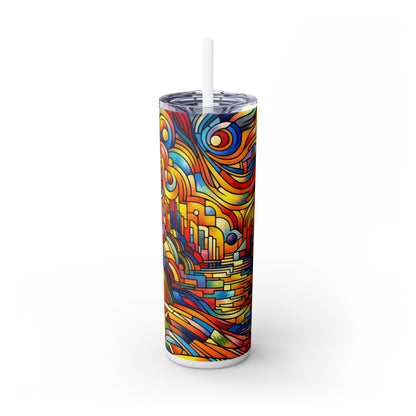 Neon Nightscapes: A Fauvism Cityscape - The Alien Maars® Skinny Tumbler with Straw 20oz Fauvism