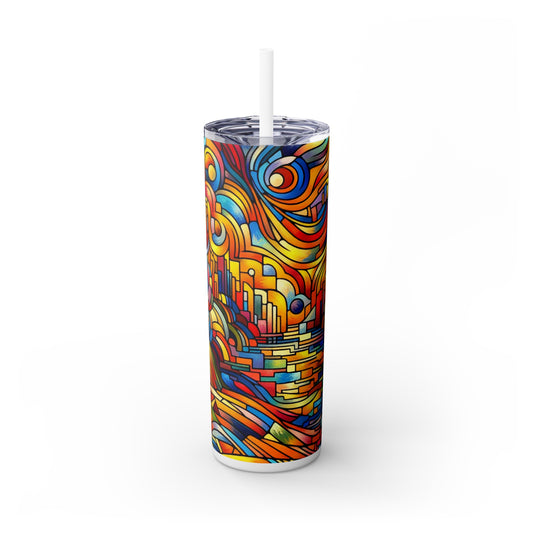 Neon Nightscapes: A Fauvism Cityscape - The Alien Maars® Skinny Tumbler with Straw 20oz Fauvism