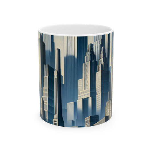 "Modern Metropolis: A Precisionism Perspective" - The Alien Ceramic Mug 11oz Precisionism