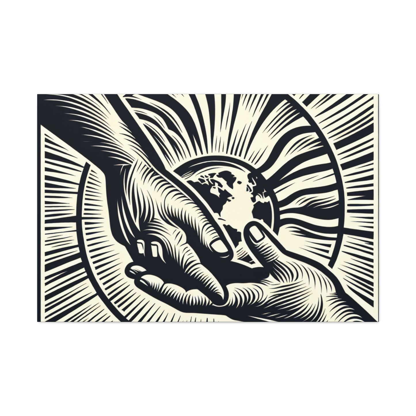 "Uniting Hands, Uniting Nations" - The Alien Canva Woodcut Printing Style