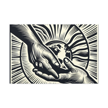 "Uniting Hands, Uniting Nations" - The Alien Canva Woodcut Printing Style