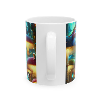 "Danza de hadas en el bosque resplandeciente" - Taza de cerámica alienígena de 11 oz