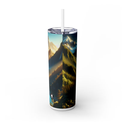 "Palette de sérénité : une symphonie au coucher du soleil" - The Alien Maars® Skinny Tumbler avec paille 20oz Photoréalisme