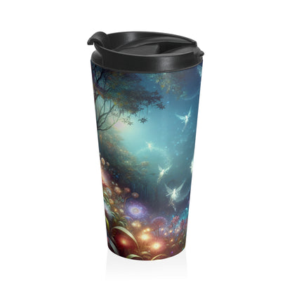 "Bosque de flores encantado a la luz de la luna": taza de viaje de acero inoxidable de The Alien