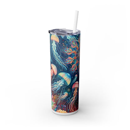 "Luminous Dance of the Deep" - The Alien Maars® Skinny Tumbler with Straw 20oz