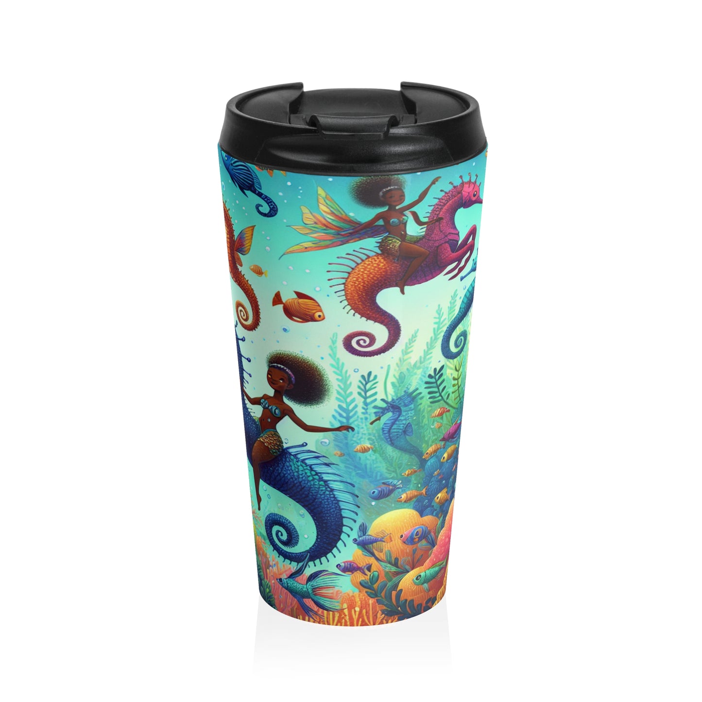 Enchanted Aquatic Realm: Mermaids and Seahorses - The Alien Stainless Steel Travel Mug