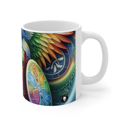 "Lionhearted Warrior Goddess: A Celtic-Inspired Artwork" - The Alien Ceramic Mug 11oz Celtic Art