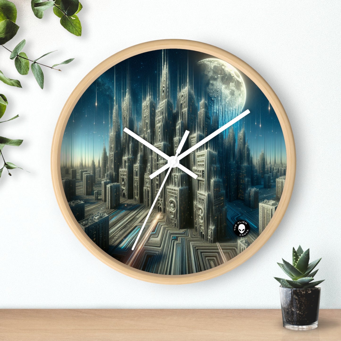 "Nighttime Cityscape Melt" - The Alien Wall Clock