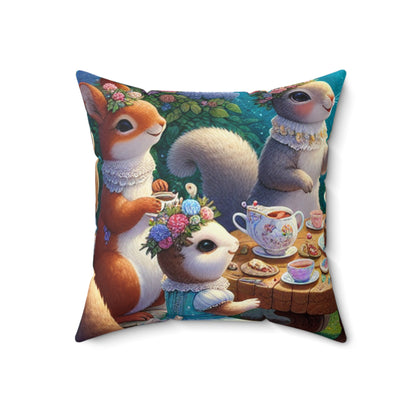 "Enchanted Tea Party in the Woodland Glade"- The Alien Spun Polyester Square Pillow