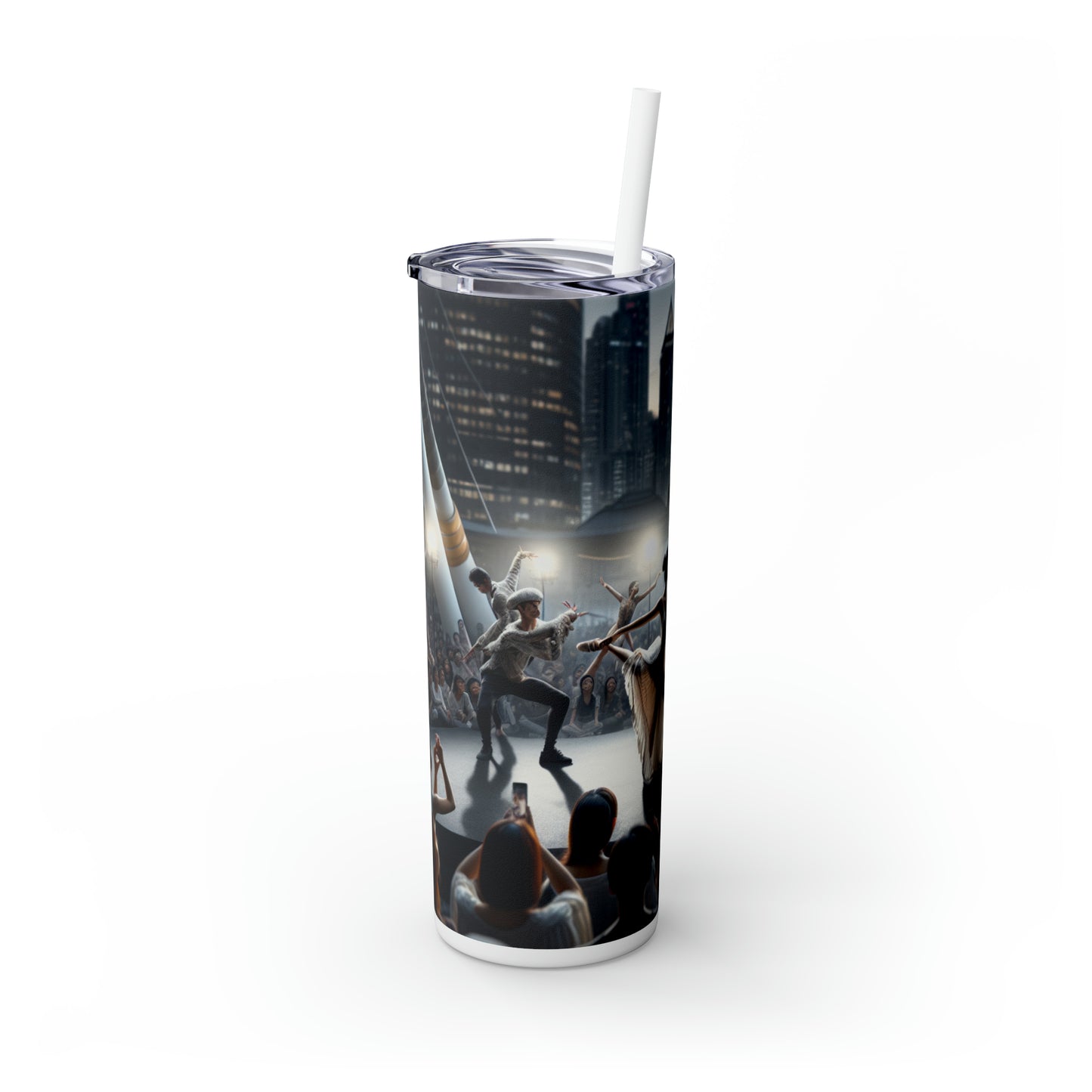 « Éléments saisonniers : une œuvre d'art de performance dynamique » - The Alien Maars® Skinny Tumbler with Straw 20oz Performance Art