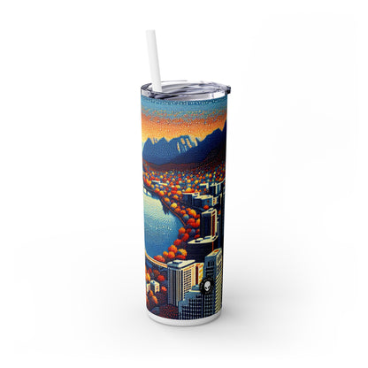 « Twilight Dotted Serenity » - The Alien Maars® Skinny Tumbler avec paille 20oz Pointillisme