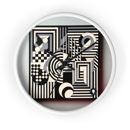 "Mesmerize: Geometría Op Art audaz en blanco y negro" - The Alien Wall Clock Op Art