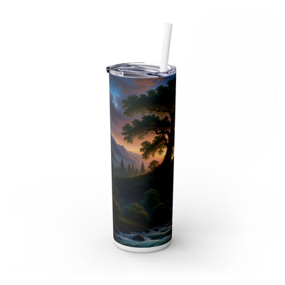 "The Storm's Embrace: A Romantic Landscape" - The Alien Maars® Skinny Tumbler with Straw 20oz Romanticism