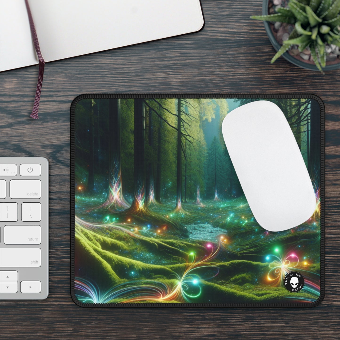 - Crystal-Enchanted Forest: A Tapestry of Light - The Alien Gaming Mouse Pad