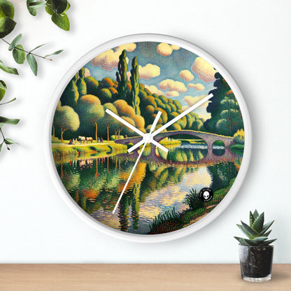 "Coucher de soleil tranquille : un paysage pointilliste" - L'horloge murale Alien Pointillism