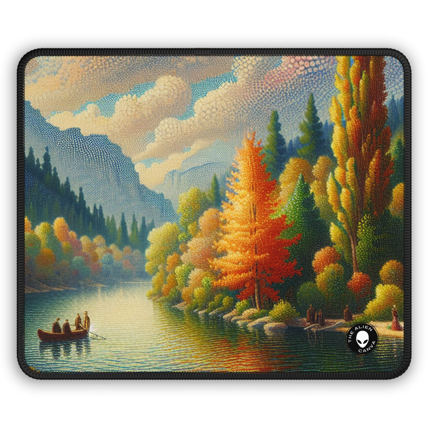 "Serenidad en puntos: Un puntillismo atardecer en la playa" - The Alien Gaming Mouse Pad Puntillismo