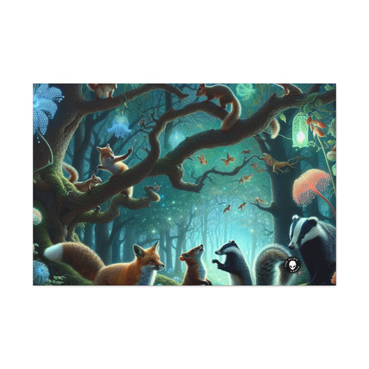 "Mystical Menagerie: Creatures frolicking in an enchanted forest" - The Alien Canva