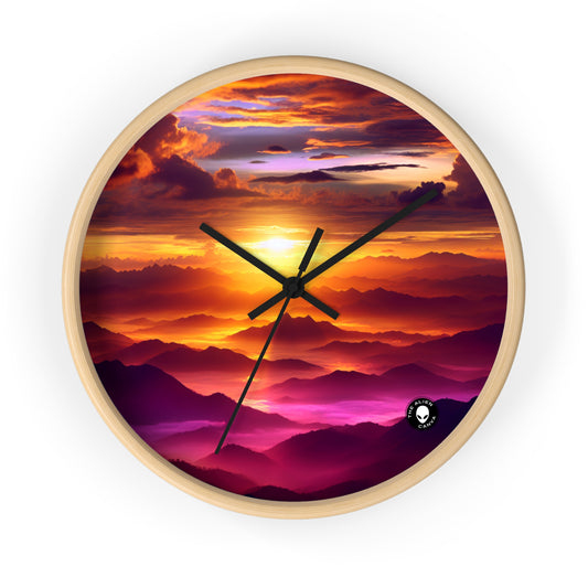 "Dawning Peaks: A Mountain Sunrise" - The Alien Wall Clock