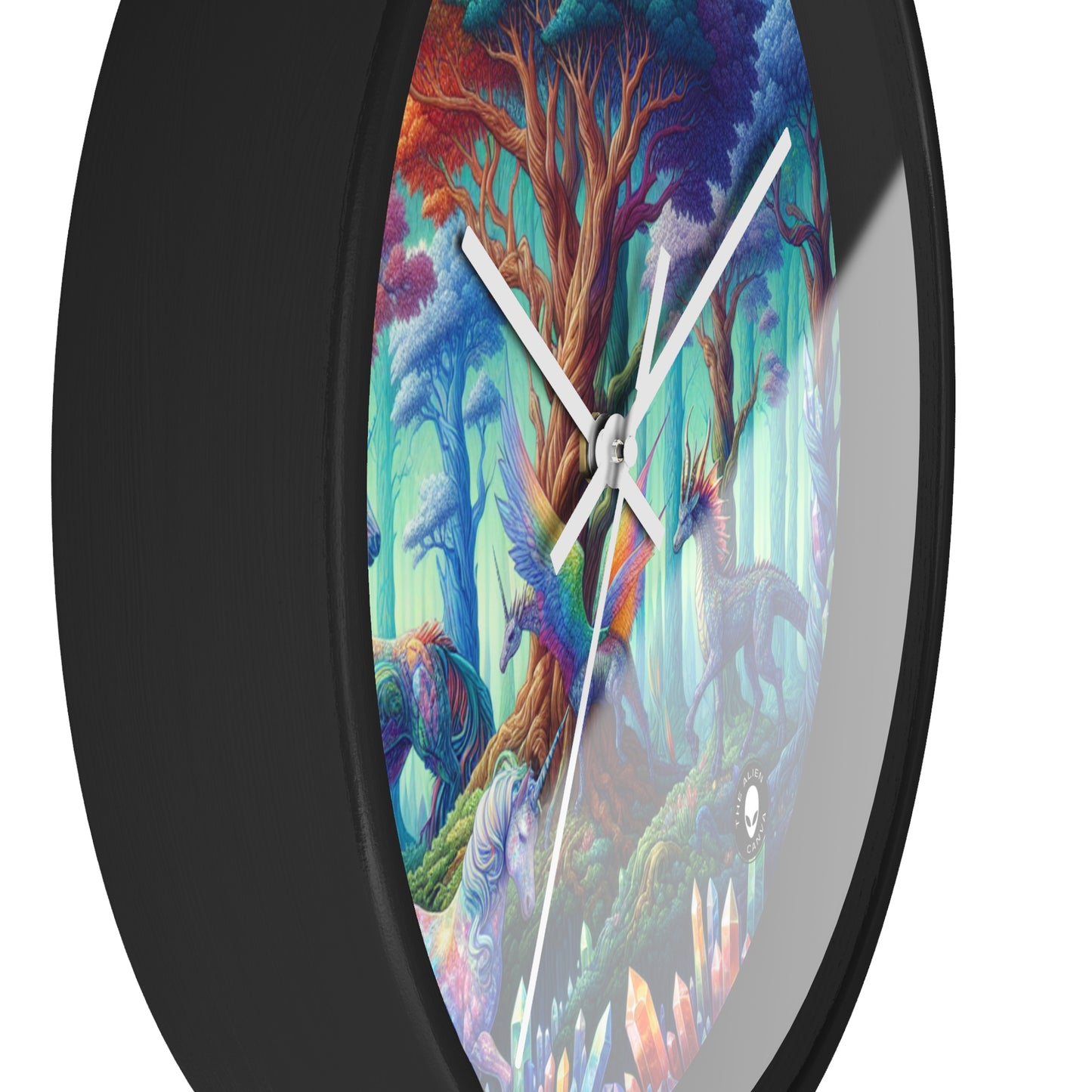 "Bosque de Cristal: Reino de Seres Míticos" - El Reloj de Pared Extraterrestre