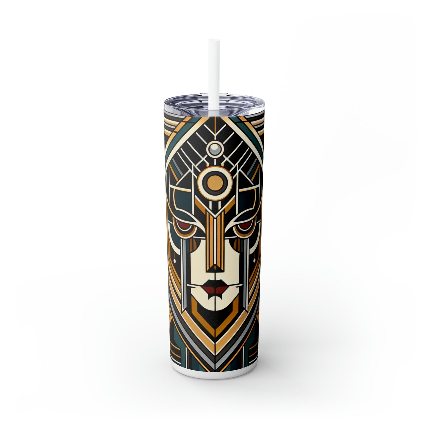 "Glamour & Decadence: A 1920s Art Deco Cocktail Soiree" - The Alien Maars® Skinny Tumbler with Straw 20oz Art Deco