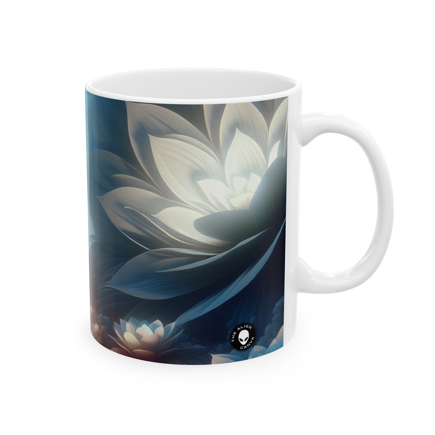 "Flores de medianoche: el resplandor de las flores gigantes" - Taza de cerámica alienígena de 11 oz