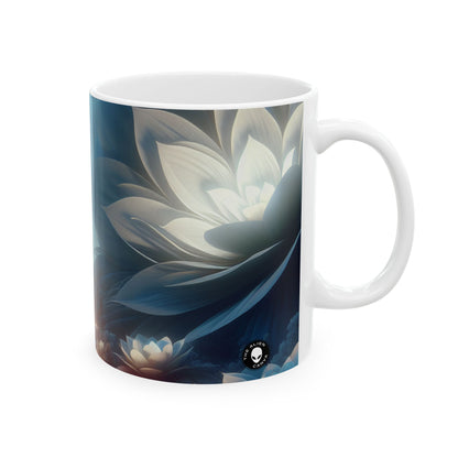 « Midnight Blooms : la lueur des fleurs géantes » – Tasse en céramique Alien 11 oz