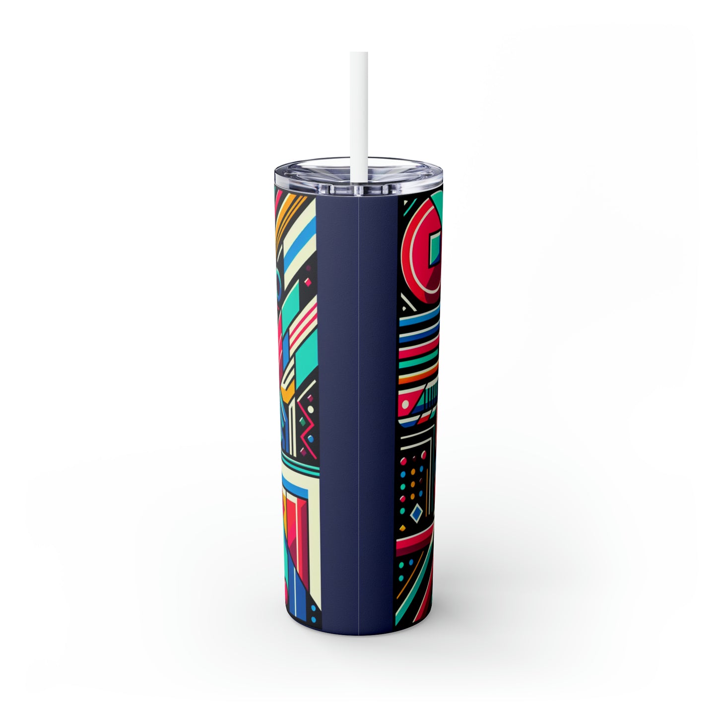 "Neon Geométrico Pop" - Vaso delgado con pajita The Alien Maars® de 20 oz estilo arte contemporáneo