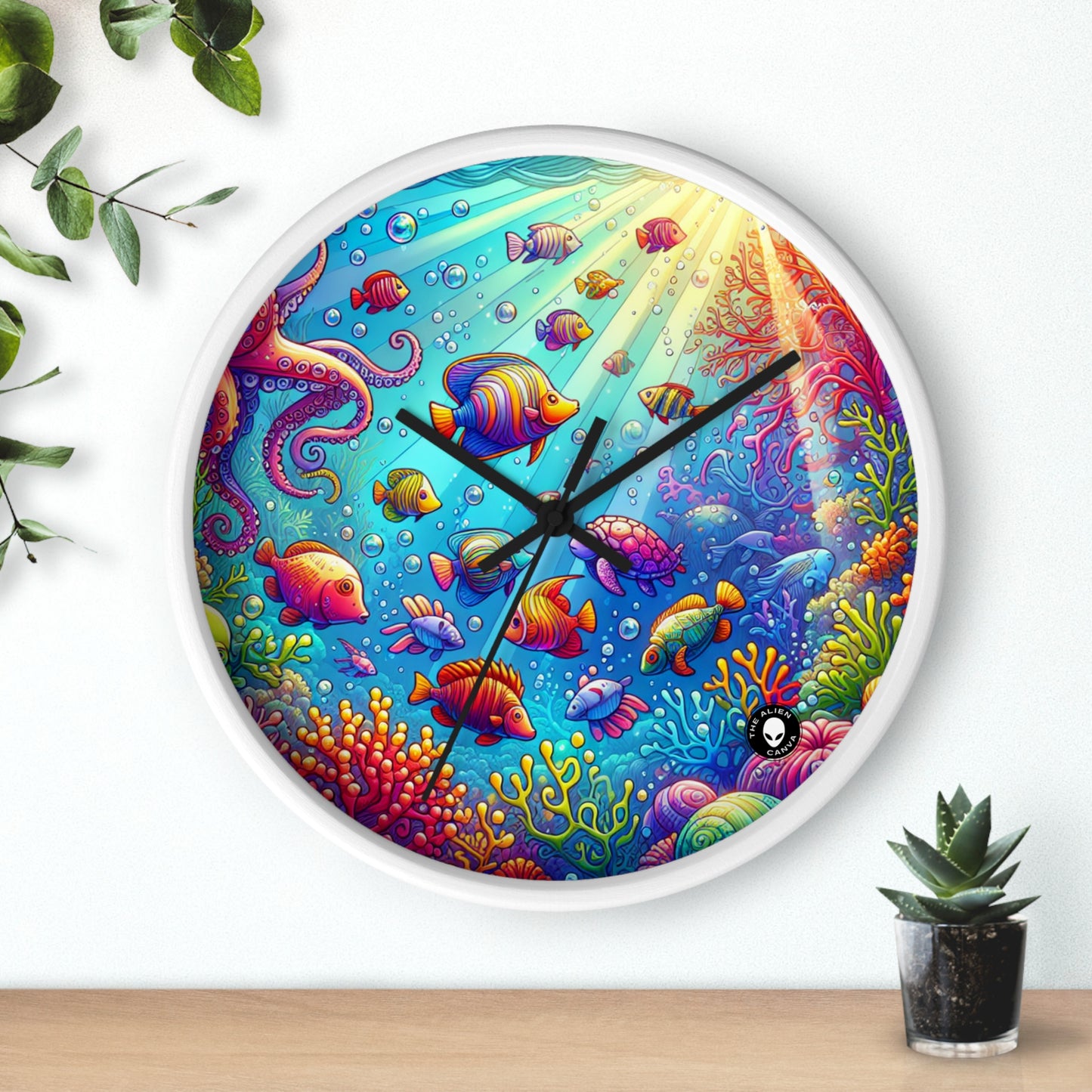 « Soirée en bord de mer : une soirée dansante sous la mer » – L'horloge murale Alien