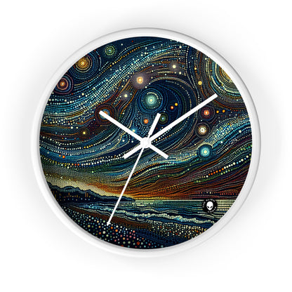 "Starry Dots: A Celestial Mosaic" - El puntillismo del reloj de pared alienígena