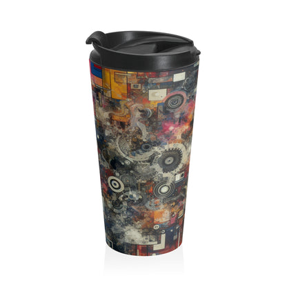 "Chaos Collage: A Neo-Dada Exploration" - The Alien Stainless Steel Travel Mug Neo-Dada