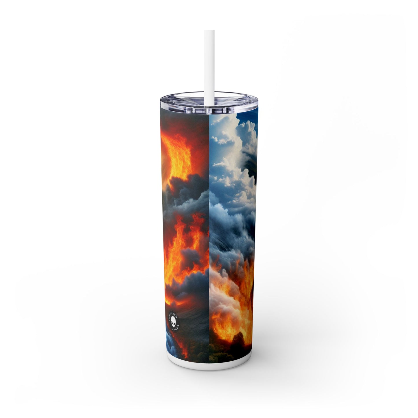 "Fusion of Elements: Harmony in Contrast" - The Alien Maars® Skinny Tumbler with Straw 20oz