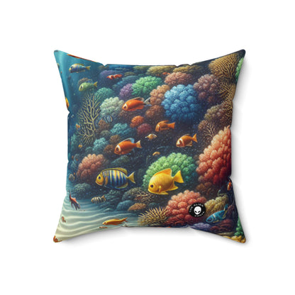 "Beneath the Waves: Treasure in the Coral Reef"- The Alien Spun Polyester Square Pillow