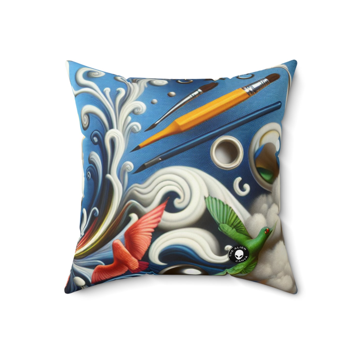 "Temporal Meltdown: Surreal Landscape"- The Alien Spun Polyester Square Pillow Surrealism