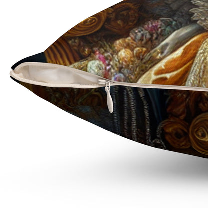 "The Splendor of a Renaissance Queen" - The Alien Spun Polyester Square Pillow Rococo