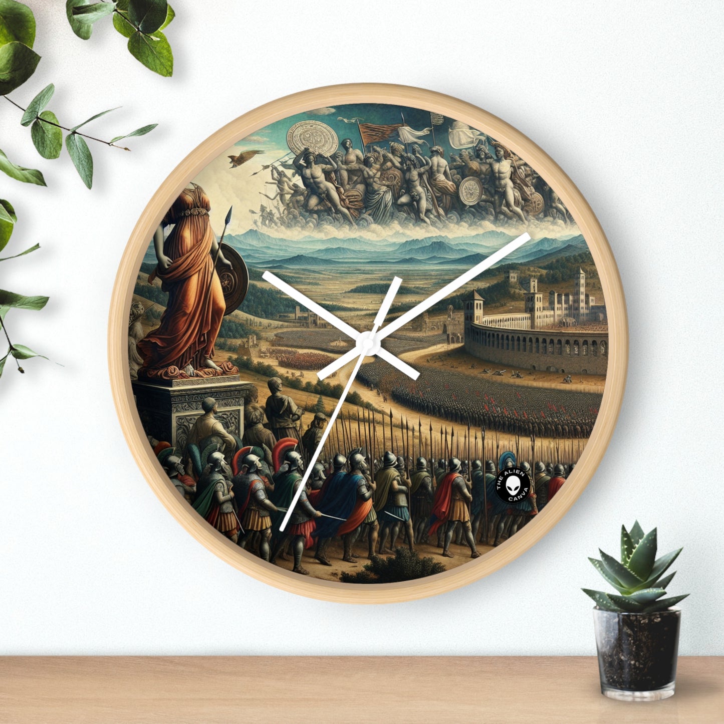 "Minerva sobre el campo de batalla del Renacimiento" - El reloj de pared alienígena Arte renacentista