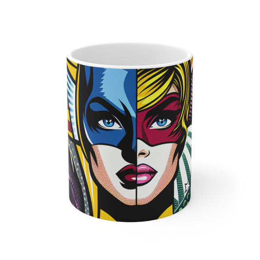 "Héros du Pop Art : Un mélange d'icônes" - The Alien Mug en céramique 11oz Style Pop Art