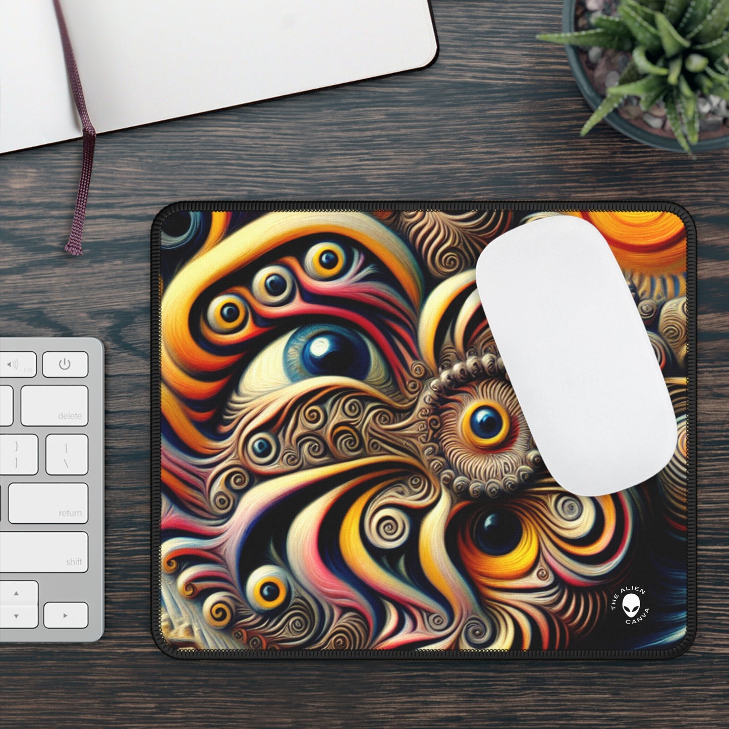 "Time Island's Dreamlike Dance" - The Alien Gaming Mouse Pad Surrealism