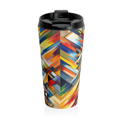 "Night Pulse: A Cubo-Futurist Cityscape" - The Alien Stainless Steel Travel Mug Cubo-Futurism