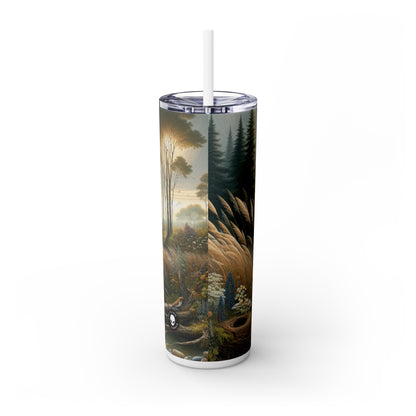 "Rebirth and Decay: A Sustainable Art Installation" - The Alien Maars® Skinny Tumbler with Straw 20oz Environmental Art