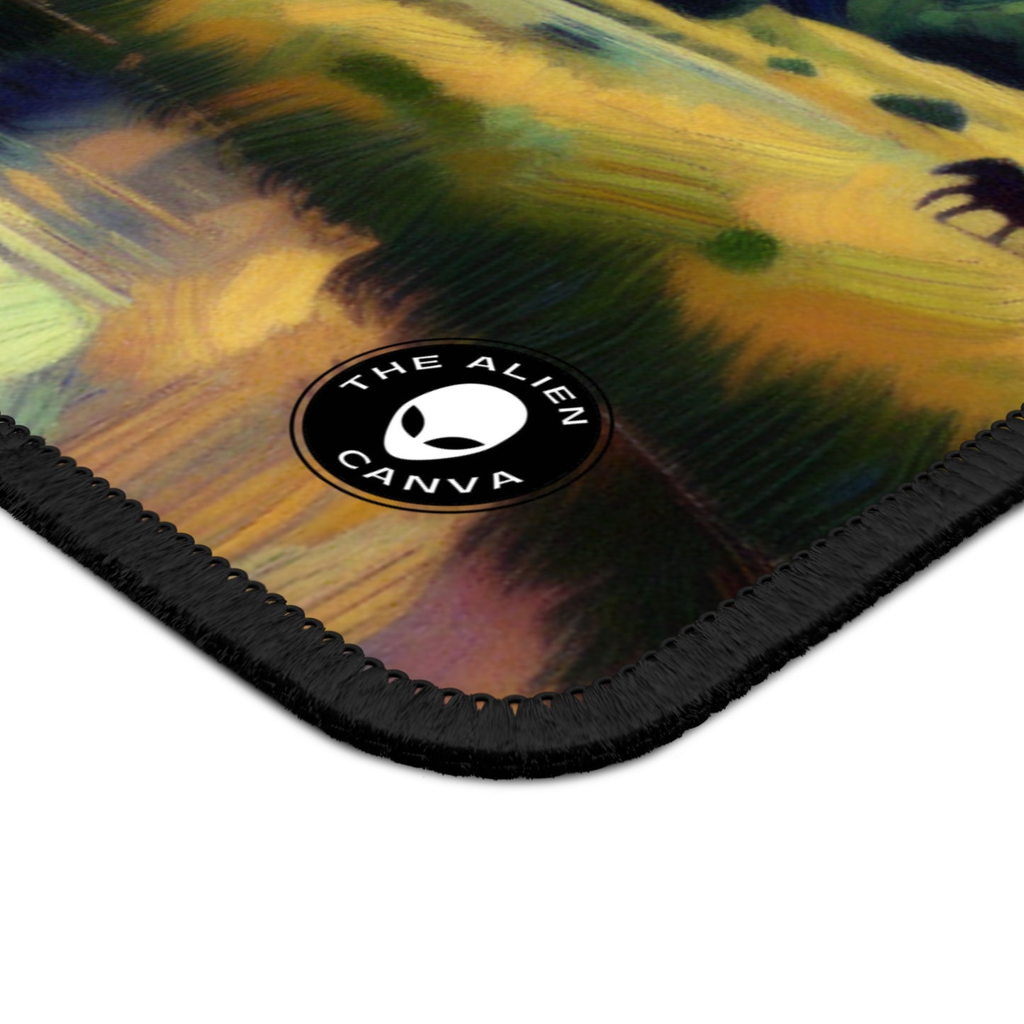 "Dusk in the Countryside: A Vibrant Post-Impressionist Painting" - The Alien Gaming Mouse Pad Post-Impressionism