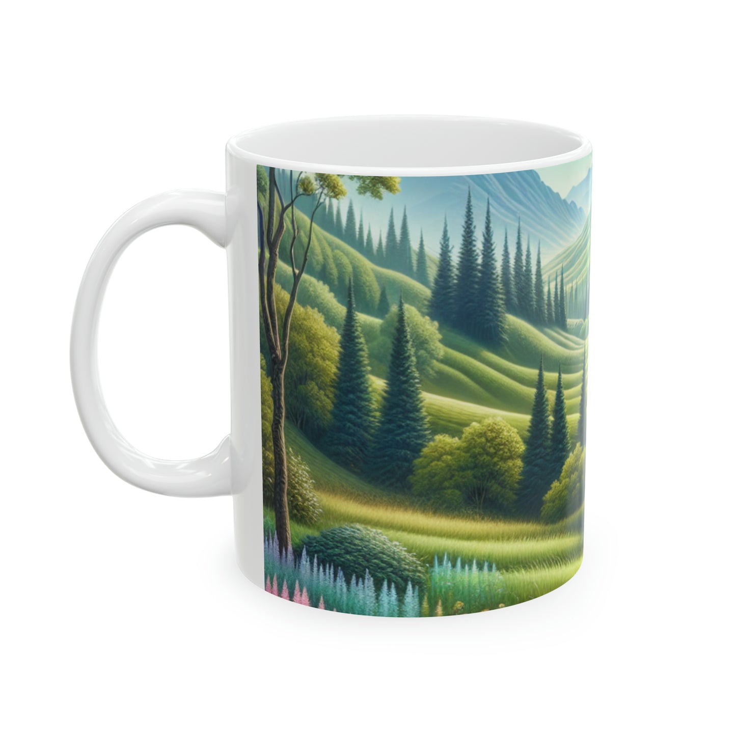 "Saisons en sérénité : un voyage artistique environnemental" - La tasse en céramique Alien 11oz Art environnemental