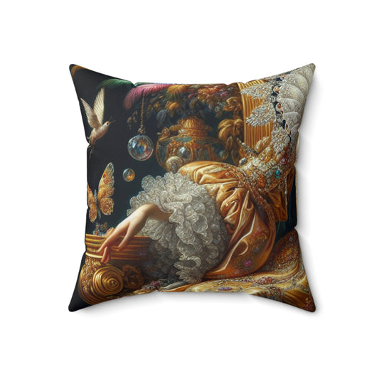 "The Splendor of a Renaissance Queen" - The Alien Spun Polyester Square Pillow Rococo