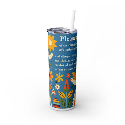 "Innocent Adventures: Whimsical Jungle Explorer" - The Alien Maars® Skinny Tumbler avec paille 20oz Naïve Art