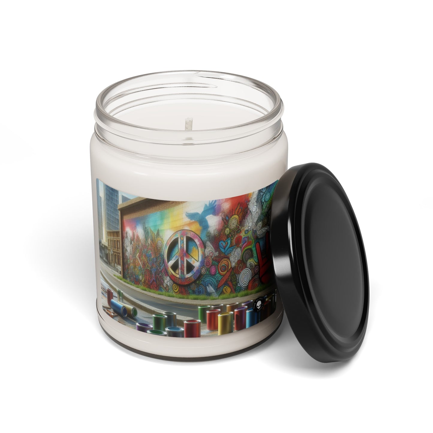 "Galactic Graffiti: A Cosmic Street Art Mural" - La bougie de soja parfumée Alien 9oz Street Art