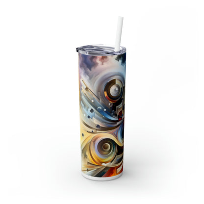 "Nature's Mechanical Symphony" - The Alien Maars® Skinny Tumbler with Straw 20oz Abstract Surrealism