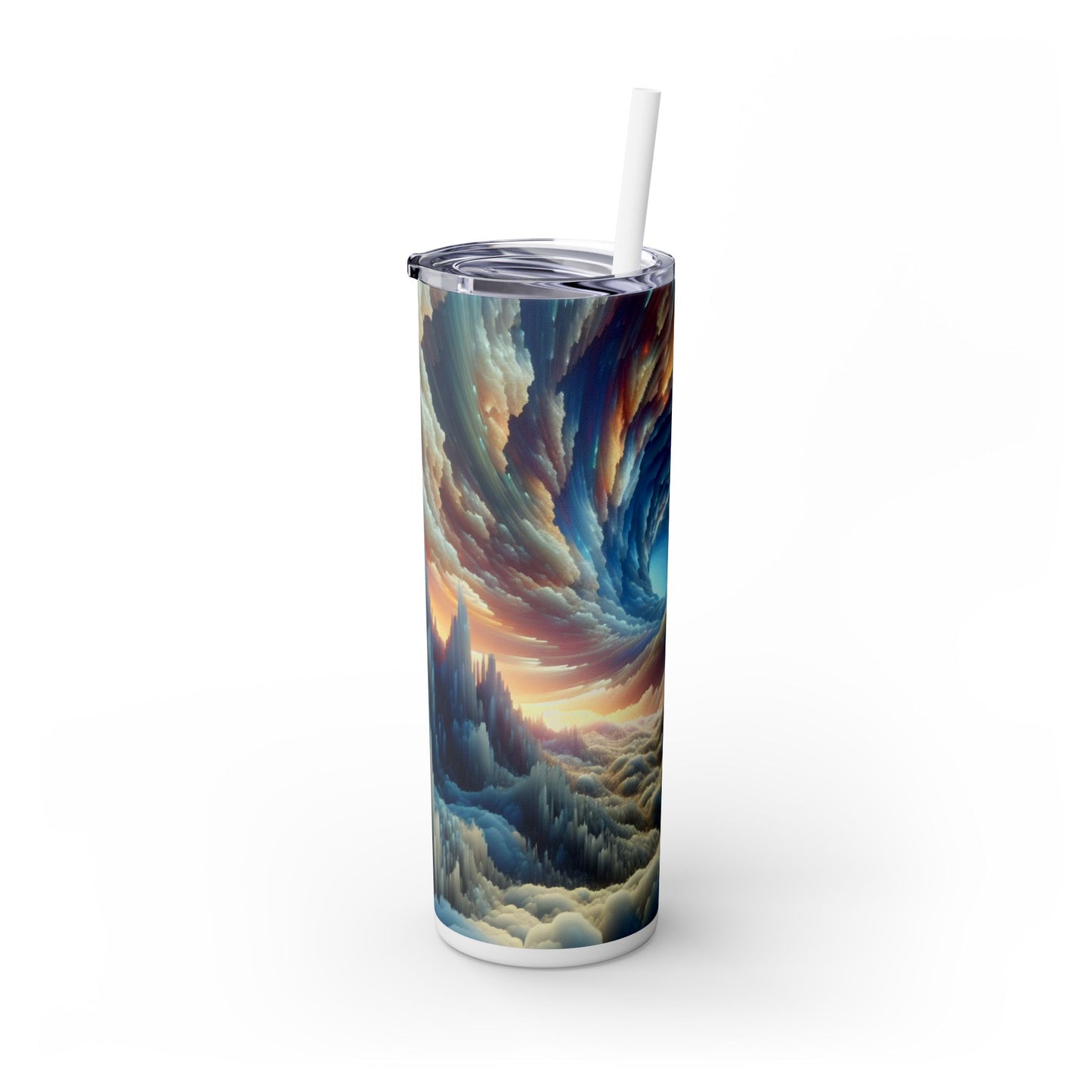 Picos de cristal y cielos coloridos: vaso estrecho con pajita de 20 oz de Alien Maars®