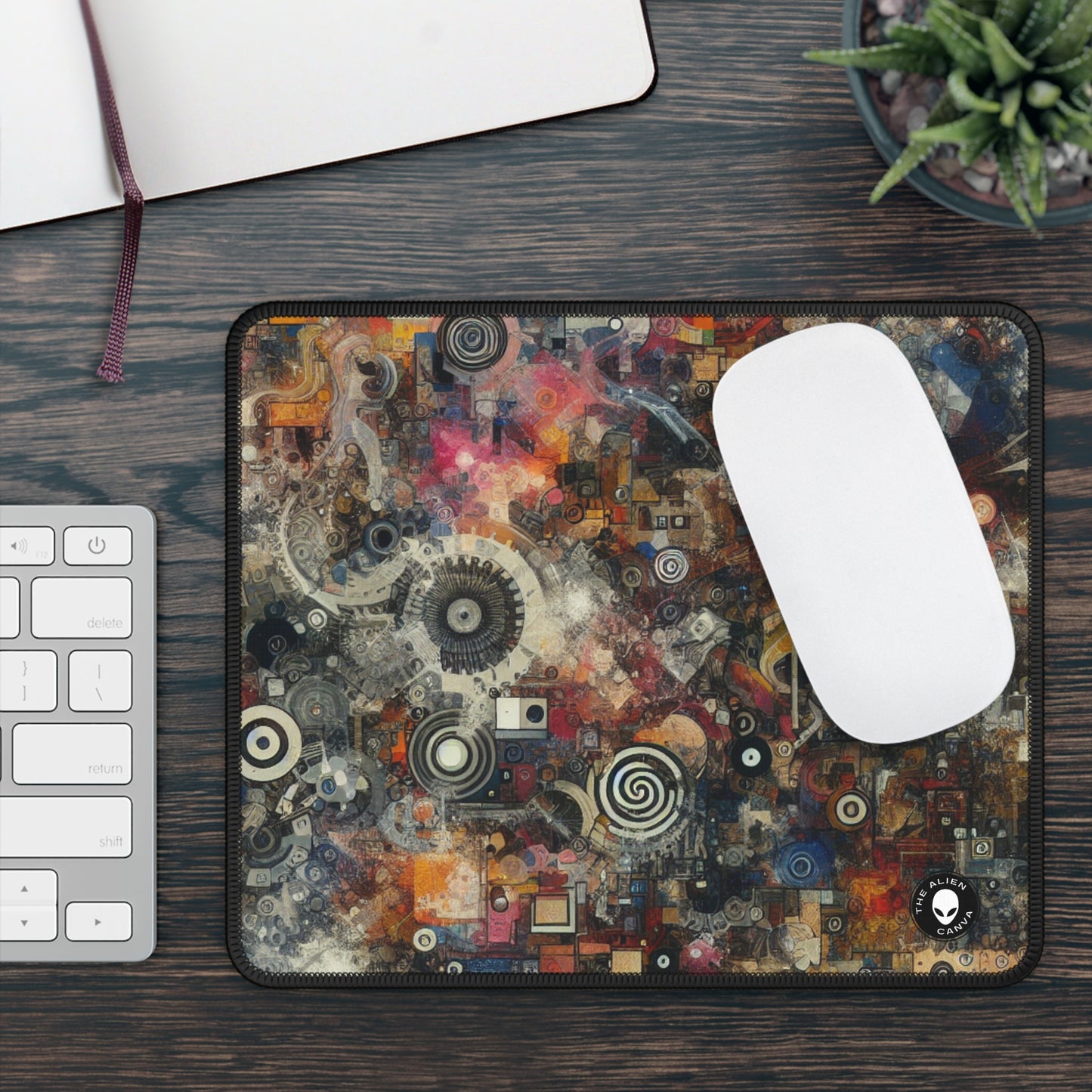 "Chaos Collage: A Neo-Dada Exploration" - The Alien Gaming Mouse Pad Neo-Dada