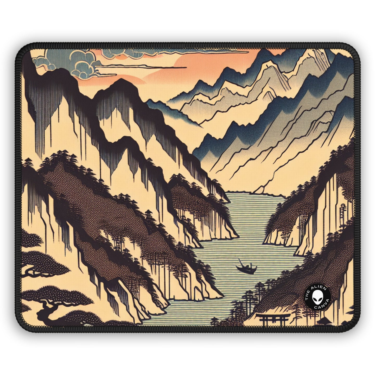 "Cherry Blossom Serenity: A Captivating Ukiyo-e Tribute to the Japanese Tea Ceremony" - The Alien Gaming Mouse Pad Ukiyo-e (Japanese Woodblock Printing)