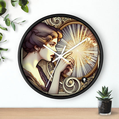 "Reflection of Beauty" - The Alien Wall Clock Art Nouveau